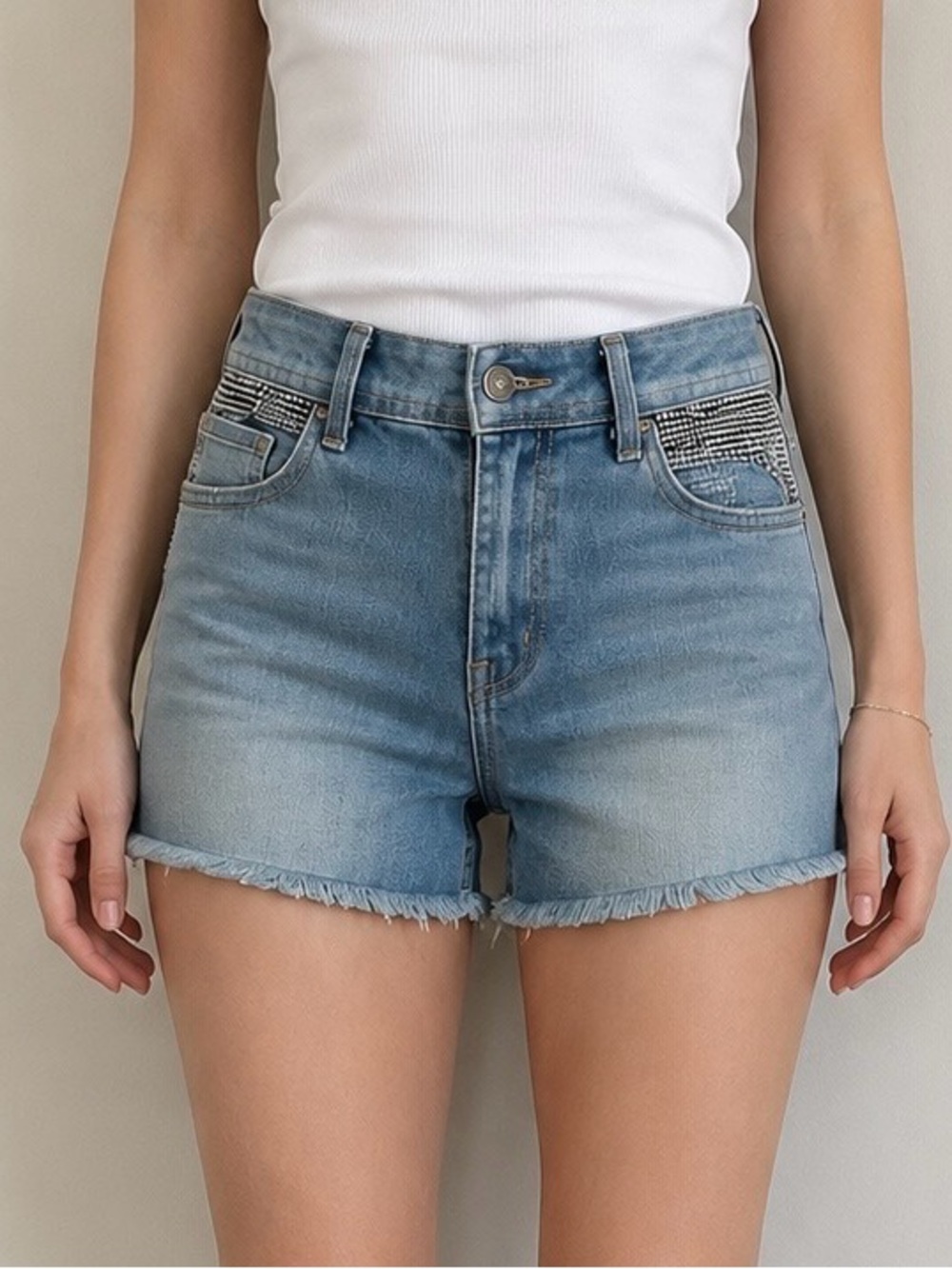 Light Blue Hem Denim Short | Small - Picture 1 of 6